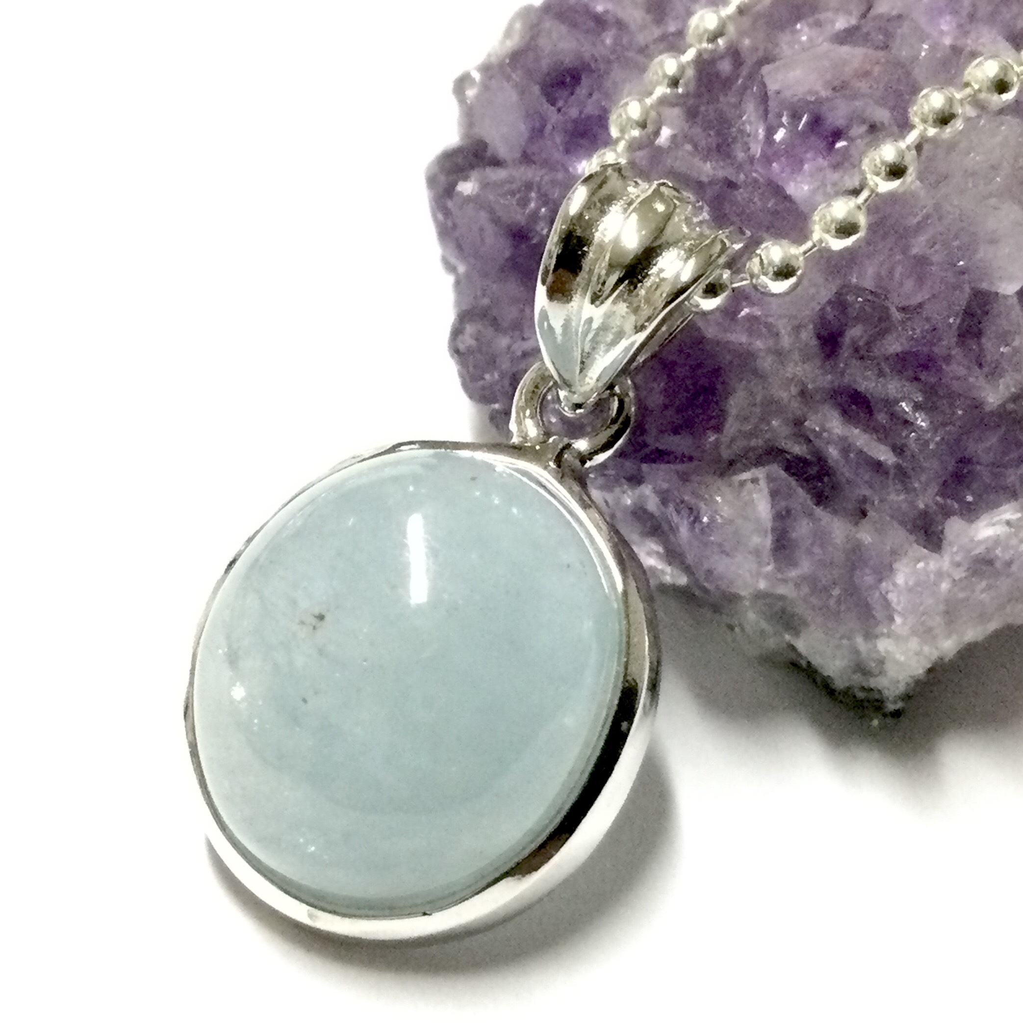 一点物☆ ヒーリングストーン 天然石 アクアマリン シルバーネックレス