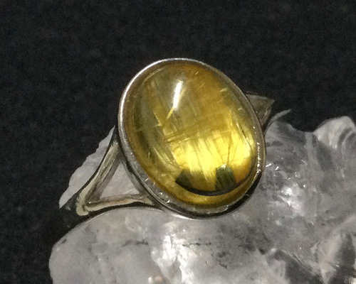 猫型リングwith太陽放射ルチル　フラワータイチンルチル　世界に一つだけのリング 猫型リングwith太陽放射ルチル フラワータイチンルチル 世界に一つだけ