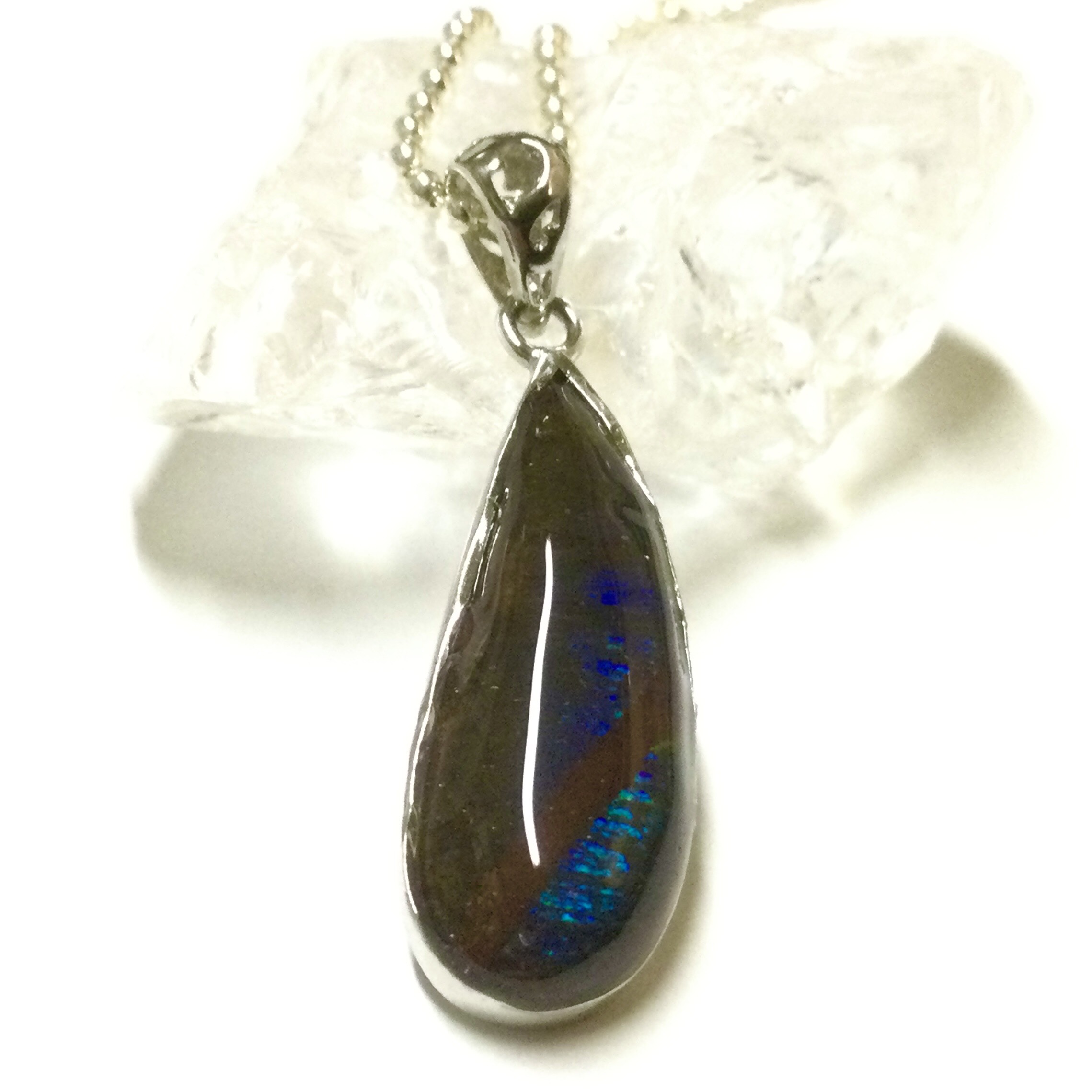 レアな一点物☆送料無料 ヒーリングストーン 天然石 アンモライト シルバー製ネックレス