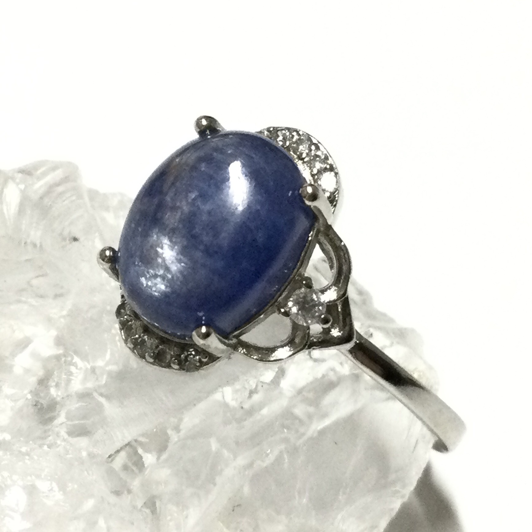 一点物☆ ヒーリングストーン 天然石 カイヤナイト シルバーリング (１５号)