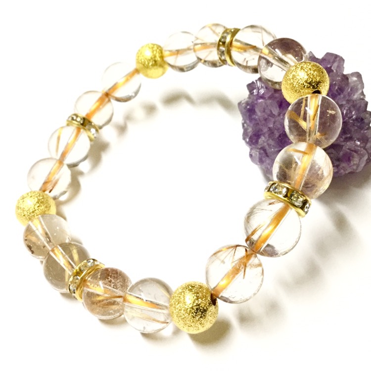 金.運☆成功運の鍵！ ヒーリングストーン 天然石 オレンジルチルクォーツ ブレスレット