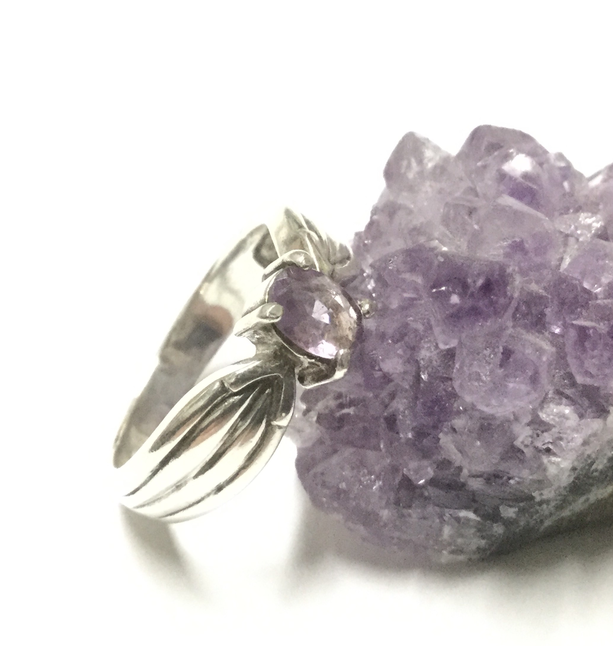 一点物☆ ヒーリングパワー 天然石 アメジスト シルバー９２５製リング (１０号)