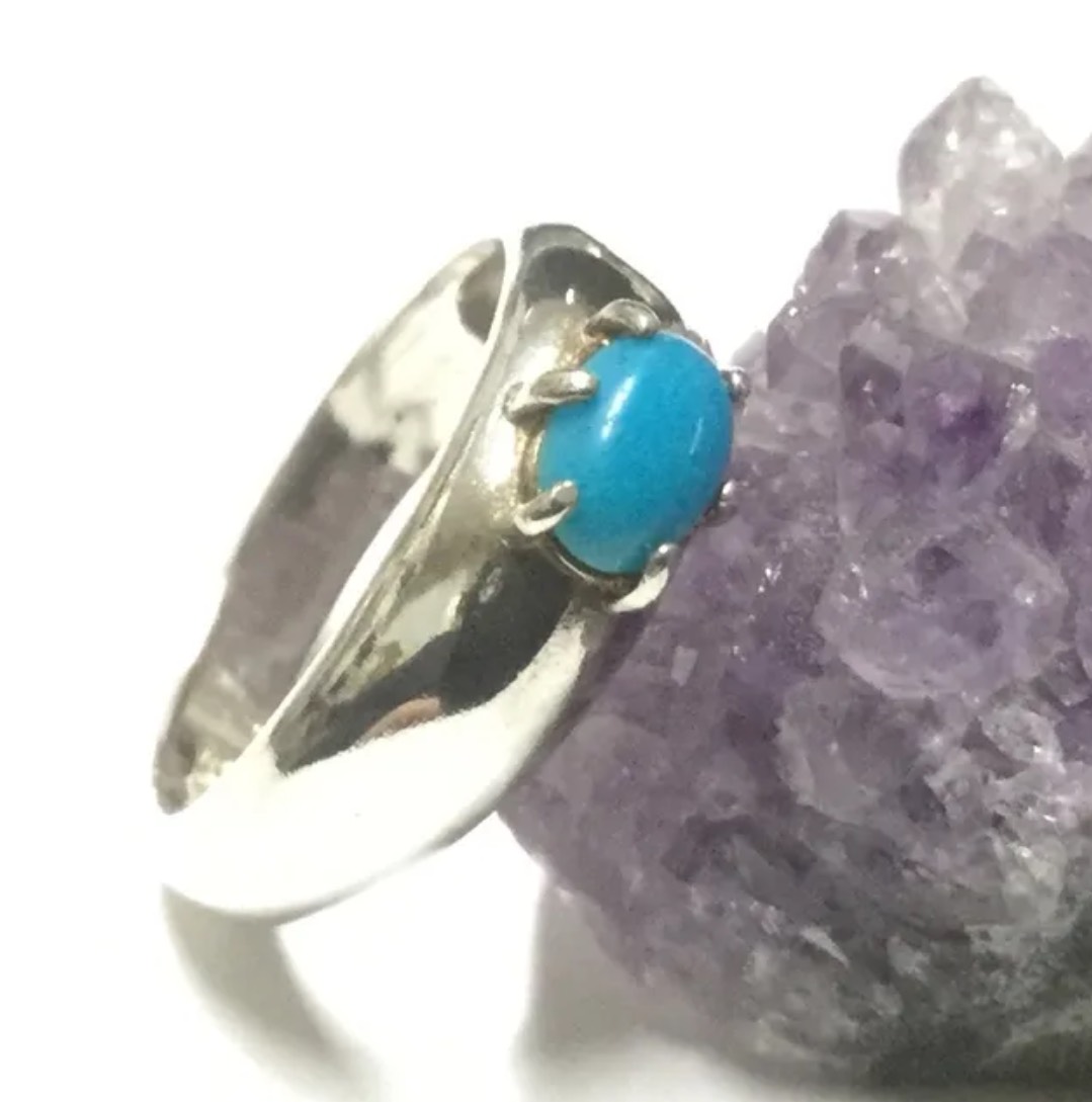一点物☆ ヒーリングストーン  天然石 アリゾナ州産 ターコイズ シルバー製リング(９号)