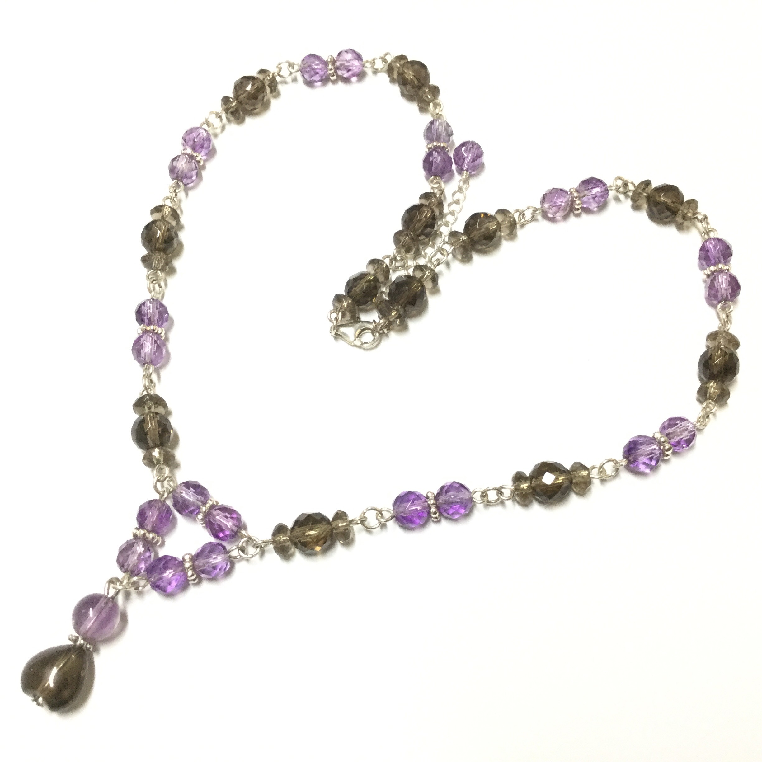 一点物☆ゴシック系 ヒーリングストーン 天然石 アメジスト＆スモーキークォーツ ネックレス