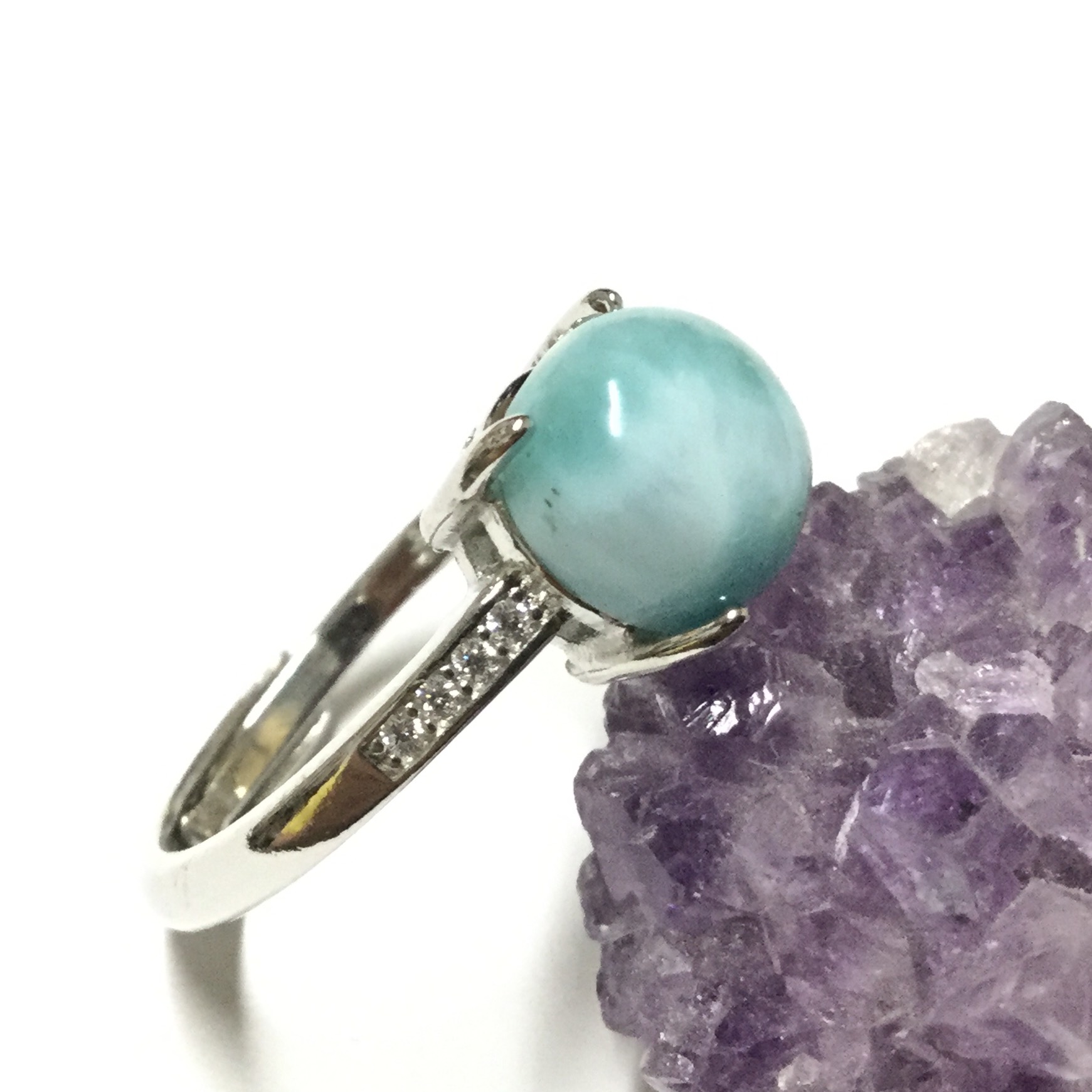 おススメ一点物☆送料無料 ヒーリングストーン 天然石 ラリマー シルバー製リング (１３号)