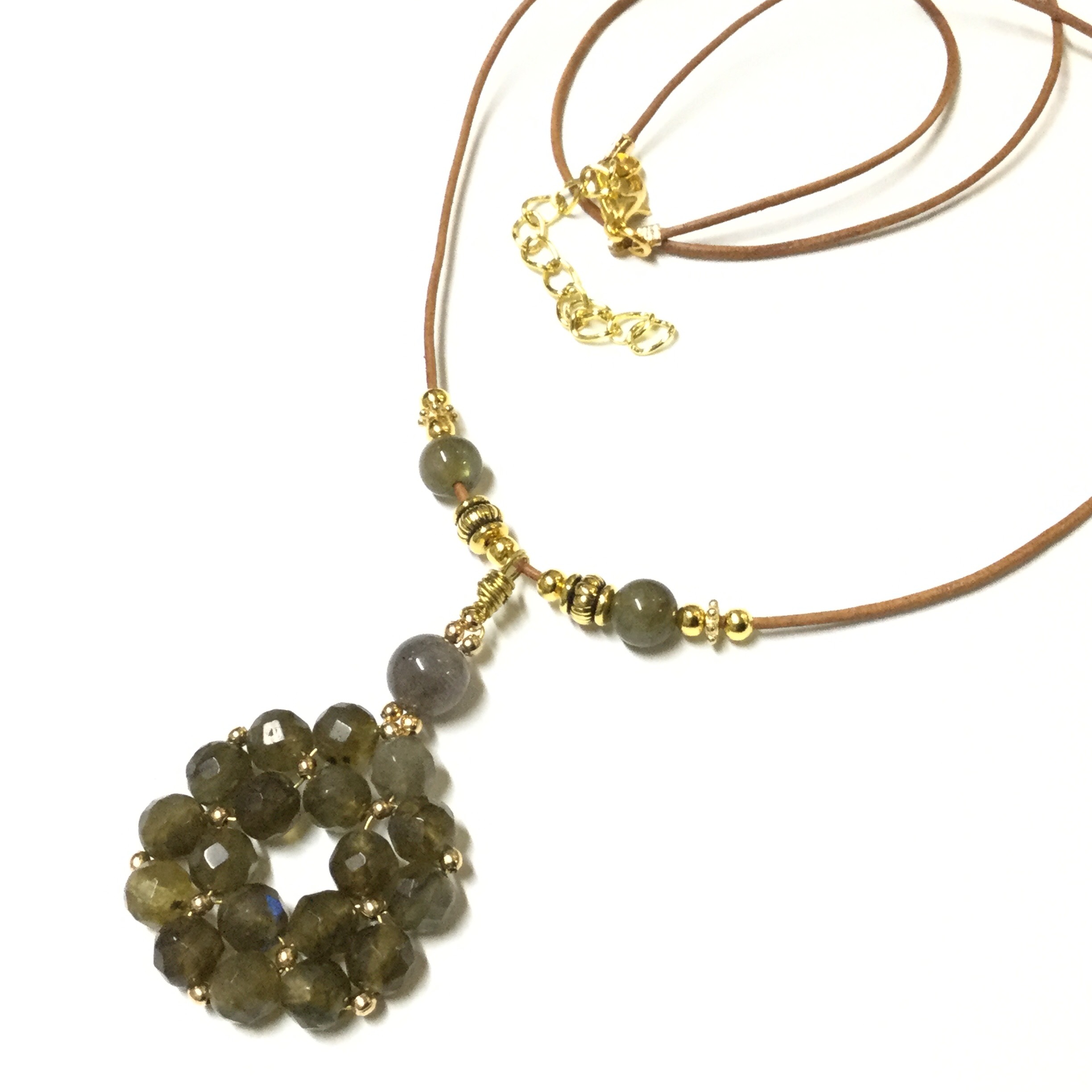 一点物☆ ヒーリングストーン 天然石 ラブラドライト 編み込みネックレス