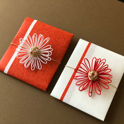 紅白水引きお花のポチ袋3〔紅白〕✴︎お正月✴︎心付け✴︎2枚セット 2枚目の画像