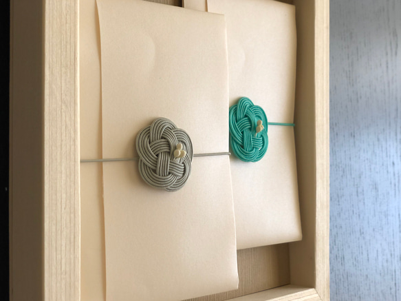 水引梅のポチ袋✴︎お正月✴︎心付け✴︎2枚セット（翡翠とグレー）8×12cm 5枚目の画像