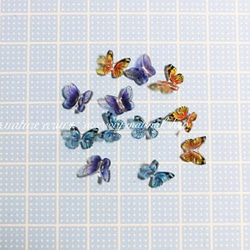 ミニ蝶々のデコパーツ(ブルー系)(アソート)(12個入)【8613】 3枚目の画像