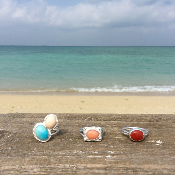 宝石サンゴとスリーピングビューティーのリング 4枚目の画像