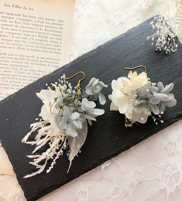 No.597-D　ドライフラワーとパール☆ピアス・イヤリング No.597-D ドライフラワーとパール☆ピアス・イヤリング パール