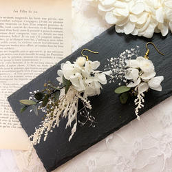 ★人気No.2★【natural dark green(LL)】ドライフラワー　ピアス・イヤリング ブライダル 1枚目の画像