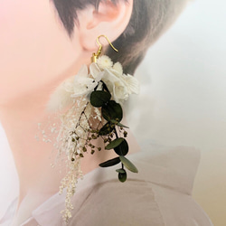 ★人気No.2★【natural dark green(LL)】ドライフラワー　ピアス・イヤリング ブライダル 7枚目の画像