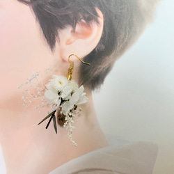★人気No.2★【natural dark green(LL)】ドライフラワー　ピアス・イヤリング ブライダル 8枚目の画像