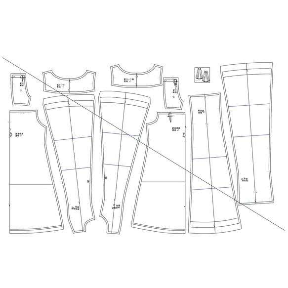 着物リメイク　ノースリーブボートネックワンピース　型紙 4枚目の画像