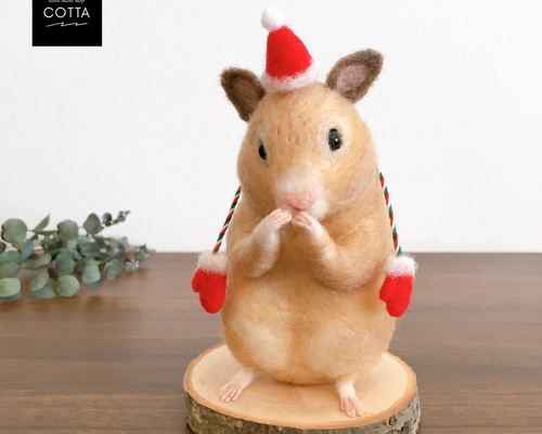 最も完璧な キンクマ ハムスター クリスマス 羊毛フェルト 人形 羊毛 フェルト