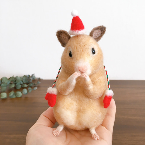 直営店に限定 キンクマ ハムスター クリスマス 羊毛フェルト 人形 羊毛 フェルト