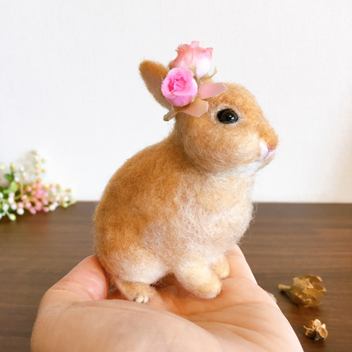 花飾り おめかしうさぎ 羊毛フェルト 人形 羊毛フェルト cotta 通販