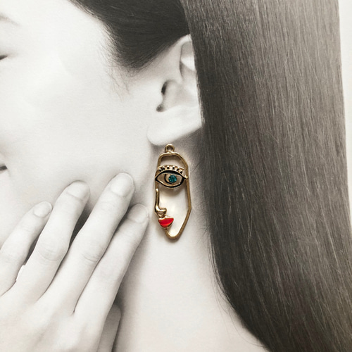 4pcs］アートな女性のフェイスチャーム*顔チャーム＊アクセサリー