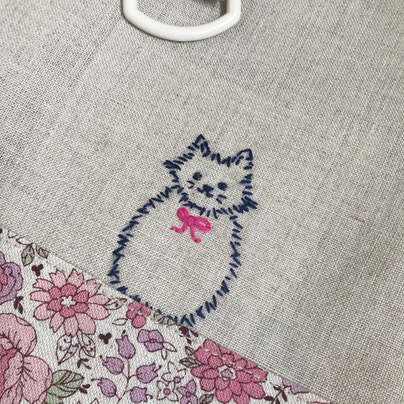みーちゃんの刺繍入りシューズケース(SC-1ピンク) 6枚目の画像