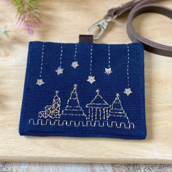 本革ストラップ×タイのお寺刺繍.IDケース.パスケース.IDホルダー 1枚目の画像