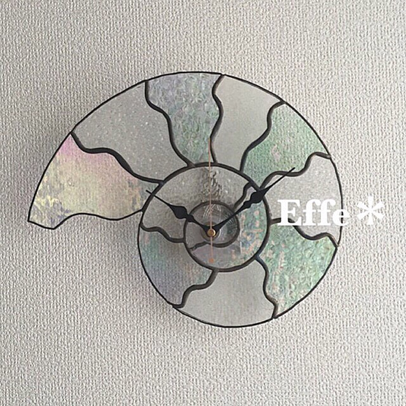 ステンドグラス時計「フィボナッチ」Lサイズ 掛け時計・置き時計 Effe