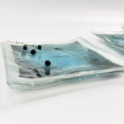 ガラスの器　銅箔15㎝角皿 3枚目の画像