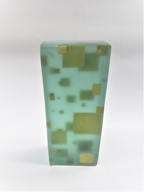 ガラス　オブジェ　置物　積層ブロック 3枚目の画像