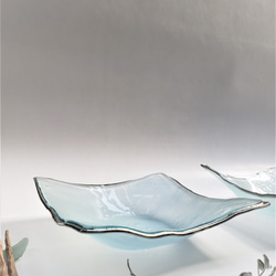 ガラスの器　角ボウル　プラチナ彩　21角 4枚目の画像