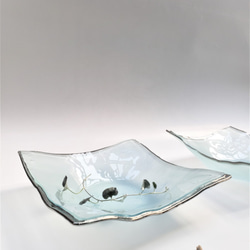 ガラスの器　角ボウル　プラチナ彩　21角 6枚目の画像