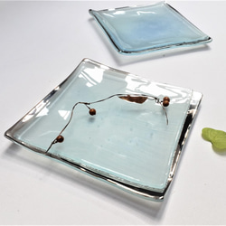 ガラスの器　プラチナ彩枠小皿 3枚目の画像