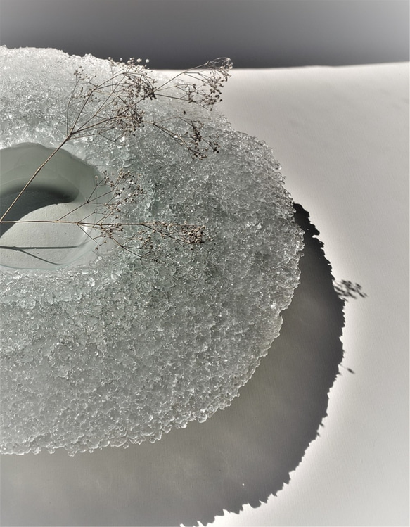 ガラスの水盤　花器　雪どけ 6枚目の画像