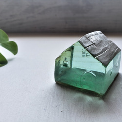ガラスの家　置物　インテリア　銀屋根グリーン 7枚目の画像