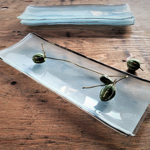 ガラスの器 プラチナ彩長皿 長皿 スタジオ シャイン 通販 12030744