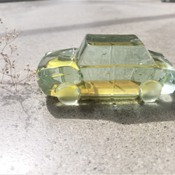 ガラスの車　置物　オブジェ 　金属箔ゴールド 9枚目の画像