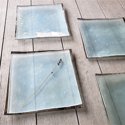 ガラスの器　プラチナ枠21㎝角皿 10枚目の画像