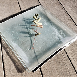 ガラスの器　プラチナ25㎝角皿 4枚目の画像