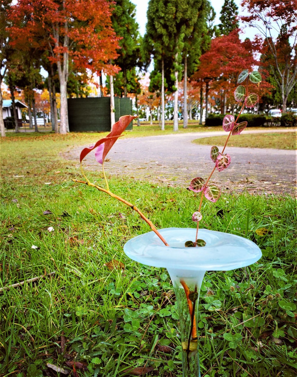 ガラスの一輪挿し　花器　アクア 3枚目の画像