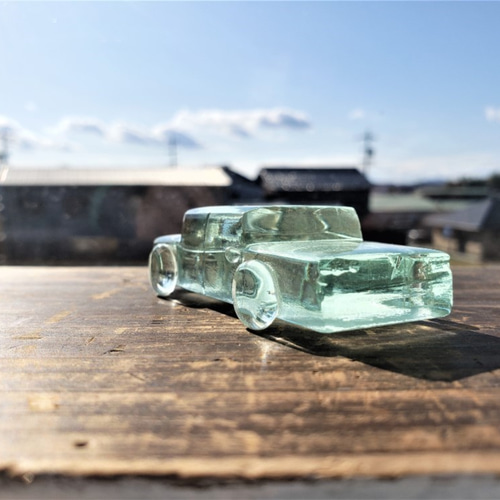 ガラスの車 置物 オブジェ クリア ロングボディ 立体・オブジェ