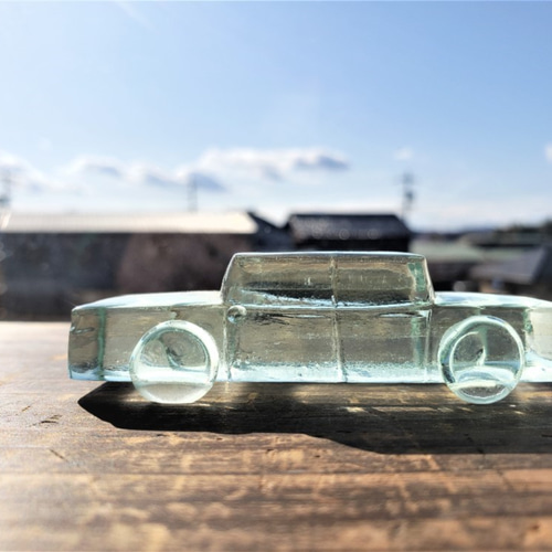 ガラスの車 置物 オブジェ クリア ロングボディ 立体・オブジェ