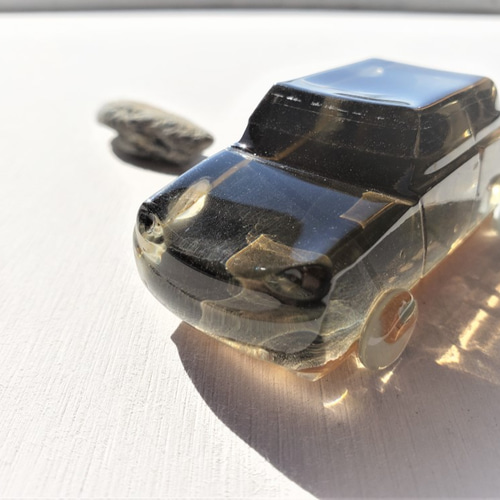 ガラスの車 置物 オブジェ シルバーブラック 立体・オブジェ