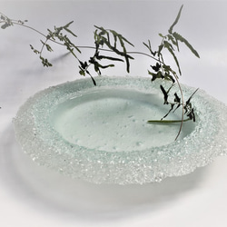 ガラスの水盤　一輪挿し　花器　雪どけ　大 1枚目の画像
