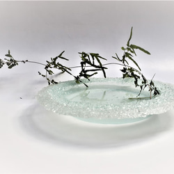 ガラスの水盤　一輪挿し　花器　雪どけ　大 2枚目の画像
