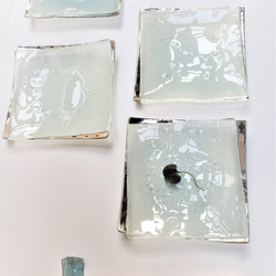 ガラスの器　プラチナ枠　15㎝角 1枚目の画像