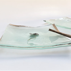 ガラスの器　プラチナ枠　15㎝角 4枚目の画像