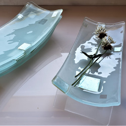 ガラスの器　銀澄並べ長角Ｒ皿 6枚目の画像