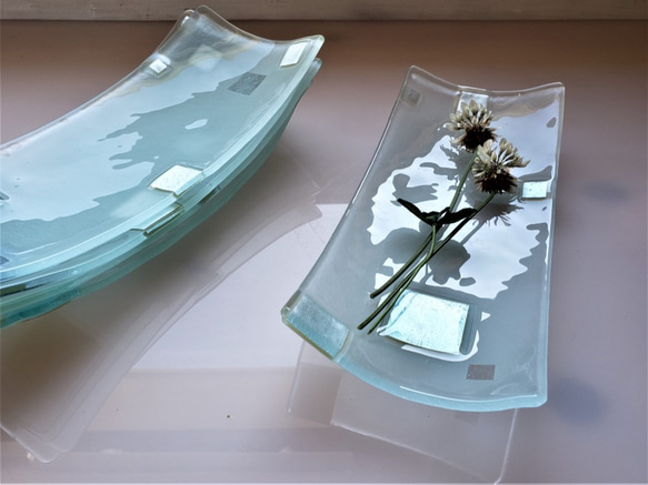 ガラスの器　銀澄並べ長角Ｒ皿 6枚目の画像
