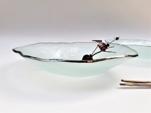ガラスの器　ラムネボウル　プラチナ彩 1枚目の画像