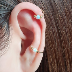 耳骨夾, 免運費,Ear Cuff with Opal Bead, No Piercing Earrings 第2張的照片