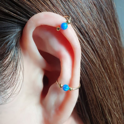 耳骨夾, 免運費,Ear Cuff with Opal Bead, No Piercing Earrings 第3張的照片